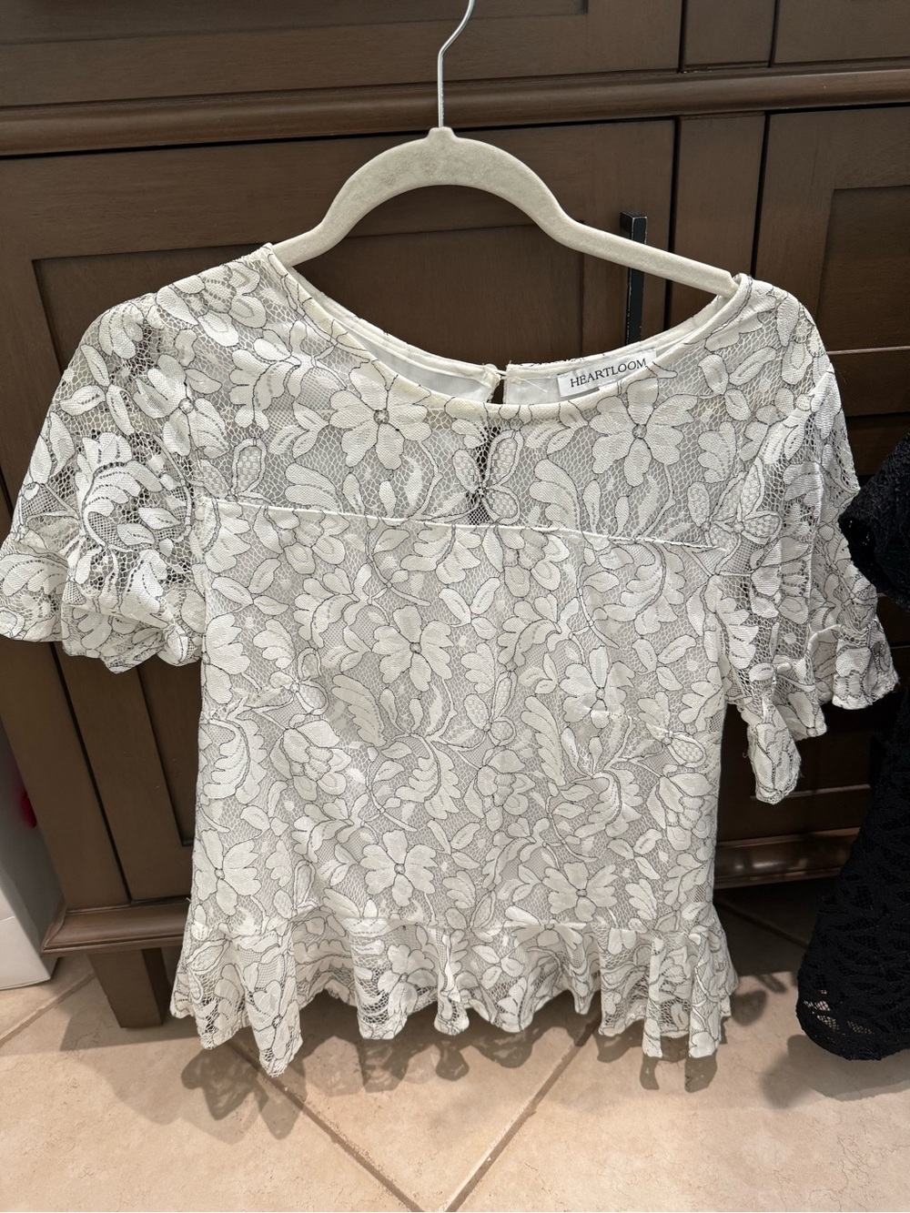 Heartloom White Floral Lace Peplum Blouse